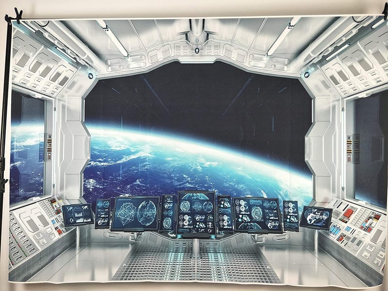 Leyiyi 5x3ft Spaceship Interior Backdrop 3D Universe Workshop Outer Space Travel Science Explore Station Earth Vista Photo Background Cowboy Kids Birthday Portrait Shoot Studio Vinyl Prop Wallpaper - Image 3